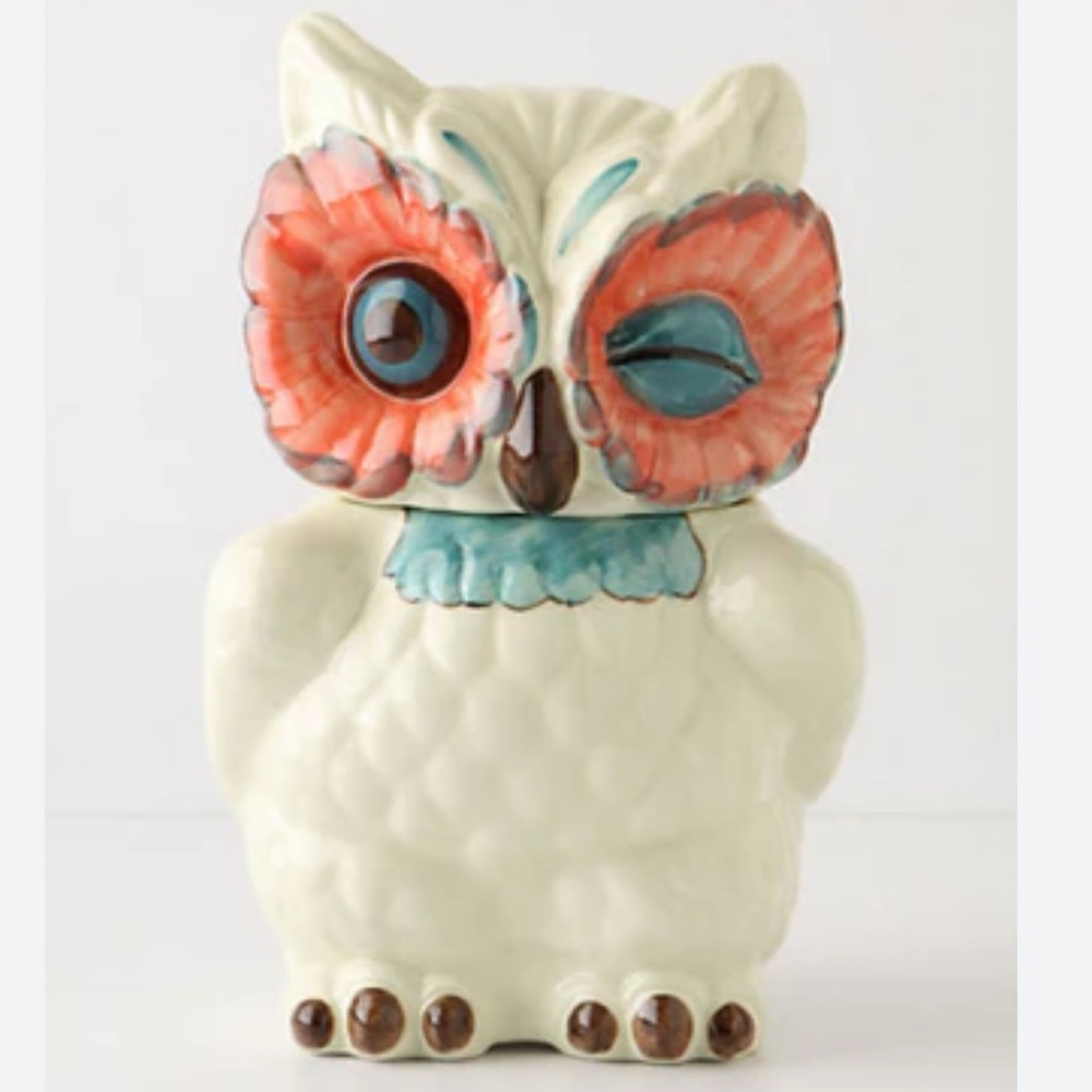 Anthropologie Winking Owl Cookie Jar 🦉🍪 *vintage inspired *